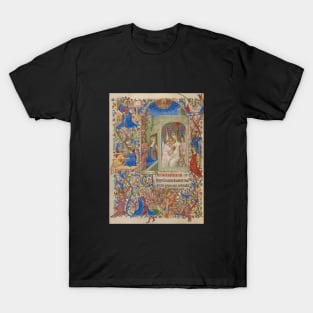 Medieval Illumination Art - Angels and Virgin Mary T-Shirt